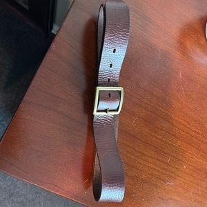 Genuine leather brown belt with gold buckle